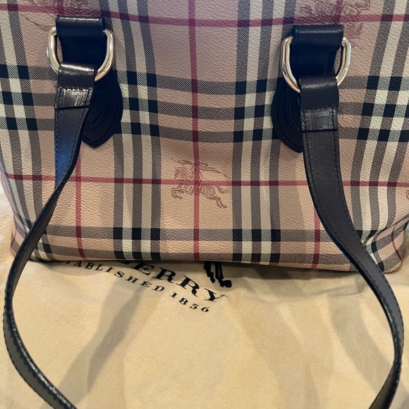 Burberry Haymarket Check PVC calf leather trim Tote Handbag - authentic - Picture 1 of 16
